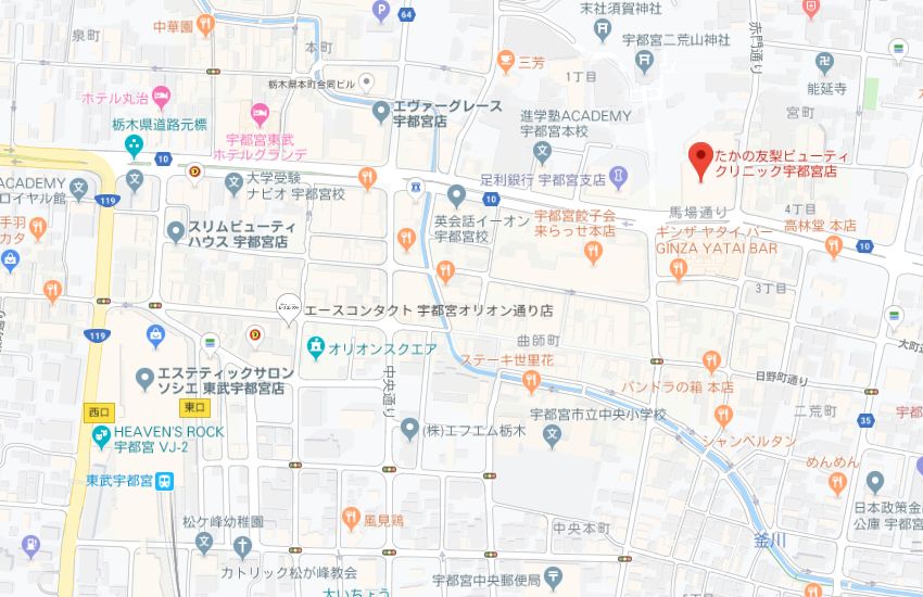 たかの友梨宇都宮店地図